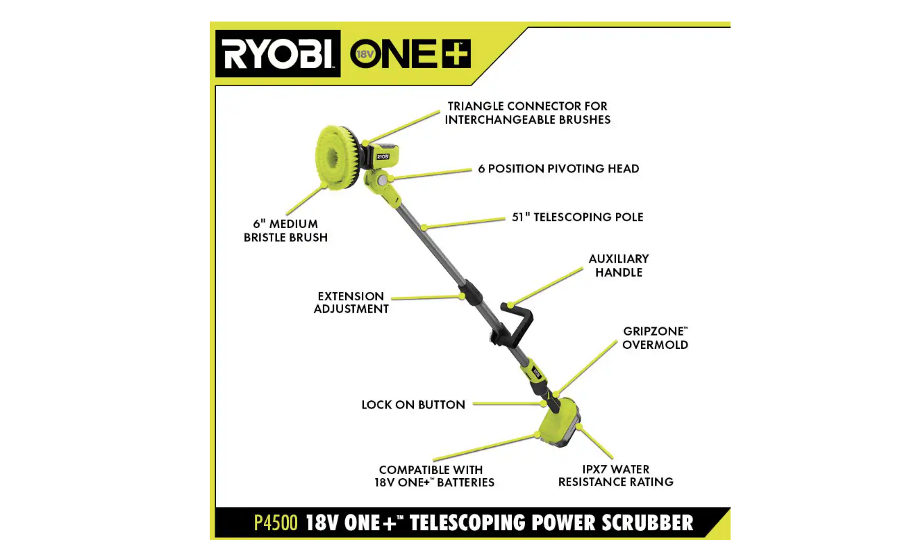 18V ONE+ TELESCOPING POWER SCRUBBER - RYOBI Tools