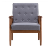 (75 x 69 x 84) cm Retro Modern Wooden Single Chair, Grey Fabric