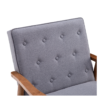(75 x 69 x 84) cm Retro Modern Wooden Single Chair, Grey Fabric