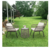 3-Piece Patio Wicker Conversation Bistro Set with 2 Chairs & Glass Top Side Table & Cushions Tan 3-Piece Patio Wicker Conversation Bistro Set with 2 Chairs & Glass Top Side Table & Cushions Tan