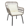 3-Piece Patio Wicker Conversation Bistro Set with 2 Chairs & Glass Top Side Table & Cushions Tan 3-Piece Patio Wicker Conversation Bistro Set with 2 Chairs & Glass Top Side Table & Cushions Tan