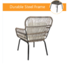 3-Piece Patio Wicker Conversation Bistro Set with 2 Chairs & Glass Top Side Table & Cushions Tan 3-Piece Patio Wicker Conversation Bistro Set with 2 Chairs & Glass Top Side Table & Cushions Tan