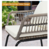 3-Piece Patio Wicker Conversation Bistro Set with 2 Chairs & Glass Top Side Table & Cushions Tan 3-Piece Patio Wicker Conversation Bistro Set with 2 Chairs & Glass Top Side Table & Cushions Tan