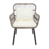 3-Piece Patio Wicker Conversation Bistro Set with 2 Chairs & Glass Top Side Table & Cushions Tan 3-Piece Patio Wicker Conversation Bistro Set with 2 Chairs & Glass Top Side Table & Cushions Tan