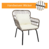 3-Piece Patio Wicker Conversation Bistro Set with 2 Chairs & Glass Top Side Table & Cushions Tan 3-Piece Patio Wicker Conversation Bistro Set with 2 Chairs & Glass Top Side Table & Cushions Tan