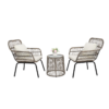 3-Piece Patio Wicker Conversation Bistro Set with 2 Chairs & Glass Top Side Table & Cushions Tan 3-Piece Patio Wicker Conversation Bistro Set with 2 Chairs & Glass Top Side Table & Cushions Tan