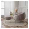 FCH Faux Fur Barrel Accent Chair with Ottoman for Bedroom Living Room Guestroom, Dark Grey