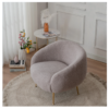 FCH Faux Fur Barrel Accent Chair with Ottoman for Bedroom Living Room Guestroom, Dark Grey