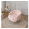 FCH Faux Fur Barrel Accent Chair with Ottoman for Bedroom Living Room Guestroom, Pink