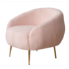 FCH Faux Fur Barrel Accent Chair with Ottoman for Bedroom Living Room Guestroom, Pink