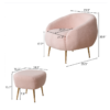FCH Faux Fur Barrel Accent Chair with Ottoman for Bedroom Living Room Guestroom, Pink