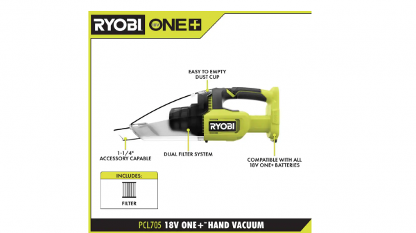 RYOBI PCL705B ONE+ 18V Cordless Multi-Surface Handheld Vacuum (Tool ...