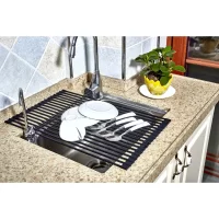 True & Tidy, Multi-Purpose Over The Sink Roll-Up Drying Rack, DR-881, Black