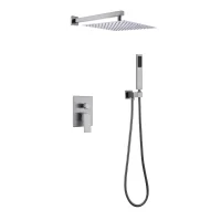 Trustmade Wall Mounted Square Rainfall Pressure-Balanced Complteted Shower System with Rough-in Valve, 10 inches - 2W02 (Brushed Nickel)