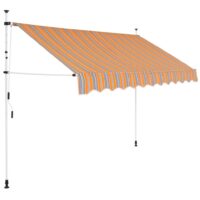 Manual Retractable Awning 98.4" Yellow and Blue Stripes