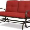 Patio Swing Glider Bench Outdoor Cushioed 2 Person Rocking Chair Garden Loveseat, Brick Red