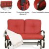 Patio Swing Glider Bench Outdoor Cushioed 2 Person Rocking Chair Garden Loveseat, Brick Red