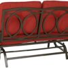 Patio Swing Glider Bench Outdoor Cushioed 2 Person Rocking Chair Garden Loveseat, Brick Red
