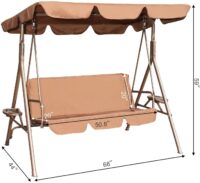 GOLDSUN Durable Outdoor 2-Seat Swing with Teapoy Weather Resistant Canopy Powder Coated Steel Frame Swinging Hammock with Removable Cushion for Patio, Balcony,Garden, Porch,Deck and Poolside(Coffee)(	BGSW-817)