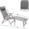 GOLDSUN Aluminum Outdoor Folding Lounge Chairs Adjustable Chaise Lounge Chair Set of 2 with Headrest and Tray for Patio Beach Porch Swimming Poolside (Grey) GOLDSUN Aluminum Outdoor Folding Lounge Chairs Adjustable Chaise Lounge Chair Set of 2 with Headrest and Tray for Patio Beach Porch Swimming Poolside (Grey)