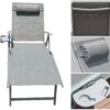 GOLDSUN Aluminum Outdoor Folding Lounge Chairs Adjustable Chaise Lounge Chair Set of 2 with Headrest and Tray for Patio Beach Porch Swimming Poolside (Grey) GOLDSUN Aluminum Outdoor Folding Lounge Chairs Adjustable Chaise Lounge Chair Set of 2 with Headrest and Tray for Patio Beach Porch Swimming Poolside (Grey)