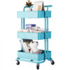 Knifun 3-Tier Home Kitchen Storage Utility cart with handle For kitchen, living room and bedroom XH Knifun 3-Tier Home Kitchen Storage Utility cart with handle For kitchen, living room and bedroom XH