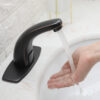 BWE A-918102-B Automatic Sensor Touchless Bathroom Sink Faucet With Deck Plate In Matte Black