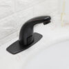 BWE A-918102-B Automatic Sensor Touchless Bathroom Sink Faucet With Deck Plate In Matte Black