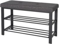 neatfreak Shoe Storage Bench Foam Padded Upholstered Cushion - 2 Storage Shelves