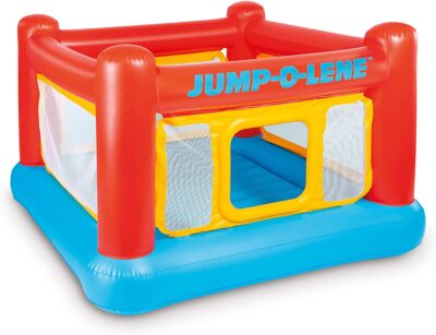 Intex Inflatable Jump-O-Lene Playhouse Trampoline Bounce House for Kids Ages 3-6 Pool Red/Yellow, 68-1/2" L x 68-1/2" W x 44" H
