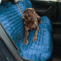 Kurgo Loft Car Bench Dog Seat Cover - Reversible, Quilted Hammock and Bench Seat Covers for Back Seats - Pet Seat Protectors are Water-Resistant, Scratch-Proof, Provide Seatbelt Access - Coastal Blue/Charcoal