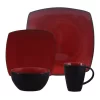 Gibson Home Soho Lounge 16-Piece Reactive Glaze Dinnerware Set, Red