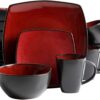 Gibson Home Soho Lounge 16-Piece Reactive Glaze Dinnerware Set, Red