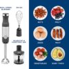 GE Immersion Blender | Handheld Blender for Shakes, Smoothies, Baby Food & More | Includes Whisk & Blending Jar | 2-Speed | Interchangeable Attachment for Easy Clean | 500 Watts | Stainless Steel