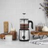 Kalorik Bartista, French Press Coffee Maker Milk Frother 8 in 1 Multi-Use, Stainless Steel