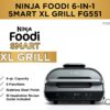 Ninja FG551 Foodi Smart XL 6-in-1 Indoor Grill with Air Fry, Roast, Bake, Broil & Dehydrate, Smart Thermometer, Black/Silver