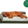FurHaven Two-Tone Deluxe Chaise Memory Top Cat & Dog Bed w/Removable Cover - Dark Sage, Jumbo