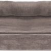 FurHaven Faux Fur Memory Top Bolster Dog Bed w/Removable Cover - Driftwood Brown, Jumbo (X-Large)