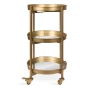 Kate and Laurel Celia Modern Glam 3-Tier Metal Bar Cart,13.75-in x 28-in, Gold, Decorative Round Serving Cart with Lockable Wheels Kate and Laurel Celia Modern Glam 3-Tier Metal Bar Cart,13.75-in x 28-in, Gold, Decorative Round Serving Cart with Lockable Wheels