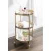 Kate and Laurel Celia Modern Glam 3-Tier Metal Bar Cart,13.75-in x 28-in, Gold, Decorative Round Serving Cart with Lockable Wheels Kate and Laurel Celia Modern Glam 3-Tier Metal Bar Cart,13.75-in x 28-in, Gold, Decorative Round Serving Cart with Lockable Wheels