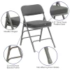 Flash Furniture 2-Pack Gray Fabric/Gray Frame Standard Folding Chair with Padded Seat (Indoor)