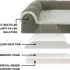 FurHaven Two-Tone Deluxe Chaise Memory Top Cat & Dog Bed w/Removable Cover - Dark Sage, Jumbo