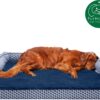 FurHaven Comfy Couch Orthopedic Bolster Dog Bed w/Removable Cover - Diamond Blue, Jumbo