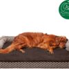 FurHaven Comfy Couch Orthopedic Bolster Dog Bed w/Removable Cover - Diamond Brown, Jumbo