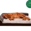 FurHaven Two-Tone Deluxe Chaise Memory Top Cat & Dog Bed w/Removable Cover - Espresso, Jumbo
