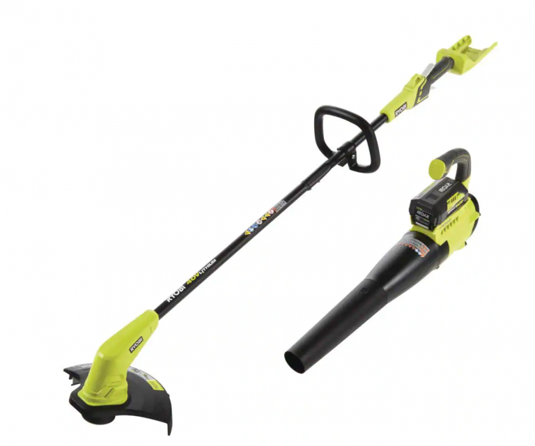 RYOBI RY40930 40V Cordless Battery String Trimmer and Jet Fan Blower ...