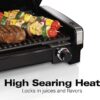 Hamilton Beach Electric Indoor Searing Grill Removable Easy - 12.5-in L x 9.6-in W Non-Stick Contact Grill, 6-Serving, Extra-Large Drip Tray, Stainless Steel (25360)