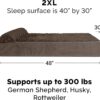 FurHaven Quilted Goliath Chaise Bolster Dog Bed w/Removable Cover - Espresso, 2XL