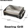 Hamilton Beach Electric Indoor Searing Grill Removable Easy - 12.5-in L x 9.6-in W Non-Stick Contact Grill, 6-Serving, Extra-Large Drip Tray, Stainless Steel (25360)