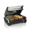 Hamilton Beach Electric Indoor Searing Grill Removable Easy - 12.5-in L x 9.6-in W Non-Stick Contact Grill, 6-Serving, Extra-Large Drip Tray, Stainless Steel (25360)